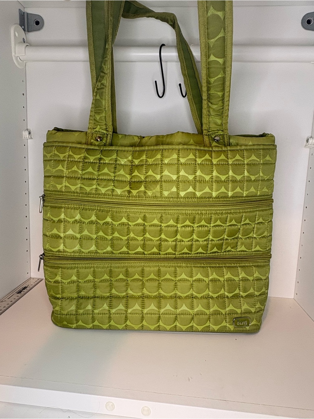Lug Quilted Green Travel Tote Carry-On Overnight Bag